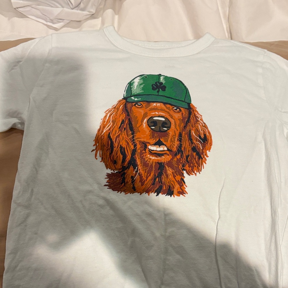 Crewcuts Dog Tee - White with Green and Brown Graphic